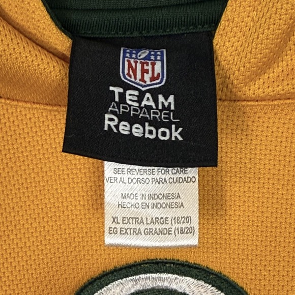 NFL Team Reebok Green Bay Packers Hoodie Youth XL Yellow Pullover Stitched - Picture 4 of 11